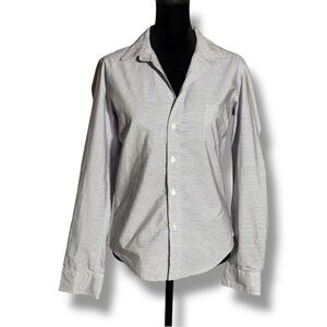 Frank & Eileen Women's Slim Fit Gray Striped Long Cuffed Sleeve Button Up Shirt